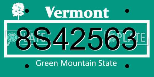 8S42563 Vermont License Plate