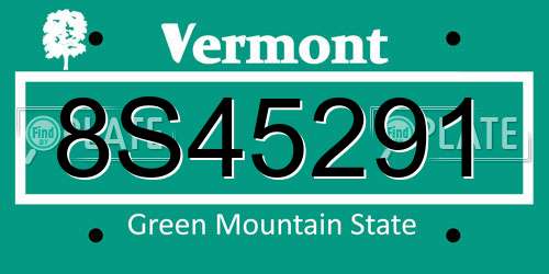 8S45291 Vermont License Plate