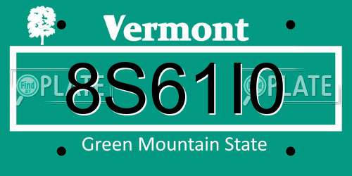 8S61I0 Vermont License Plate