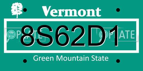 8S62D1 Vermont License Plate