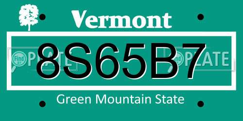 8S65B7 Vermont License Plate