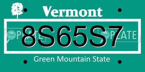 8S65S7 Vermont License Plate