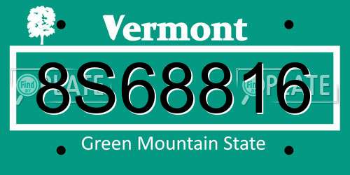 8S68816 Vermont License Plate