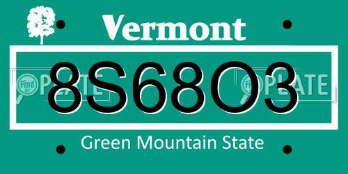 8S68O3 Vermont License Plate