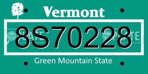 8S70228 Vermont License Plate