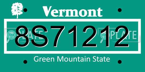 8S71212 Vermont License Plate