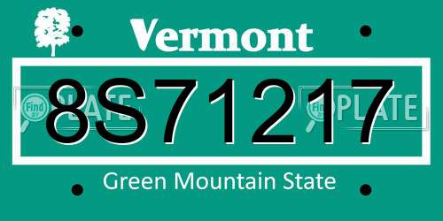 8S71217 Vermont License Plate