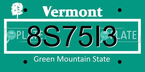 8S75I3 Vermont License Plate