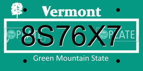 8S76X7 Vermont License Plate