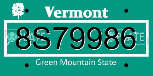 8S79986 Vermont License Plate