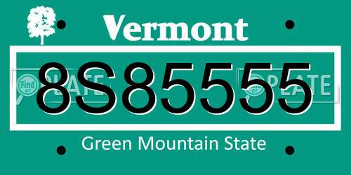 8S85555 Vermont License Plate