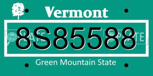 8S85588 Vermont License Plate