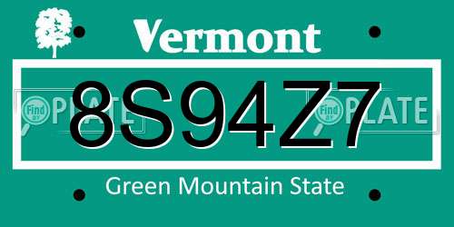 8S94Z7 Vermont License Plate