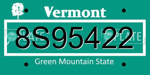 8S95422 Vermont License Plate