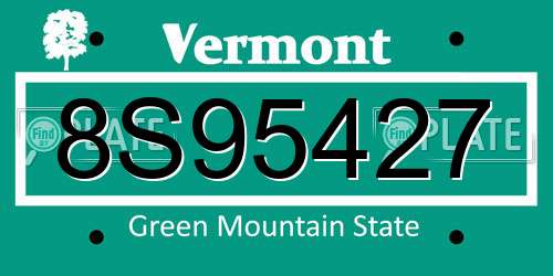 8S95427 Vermont License Plate