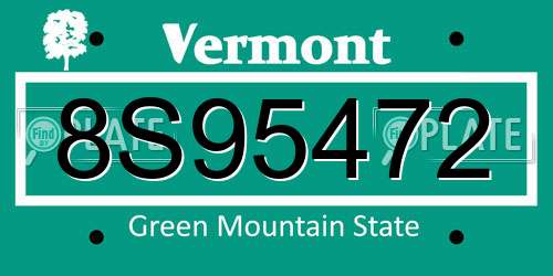 8S95472 Vermont License Plate