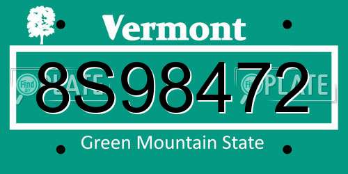 8S98472 Vermont License Plate