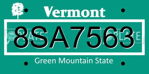 8SA7563 Vermont License Plate