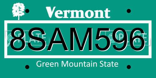 8SAM596 Vermont License Plate