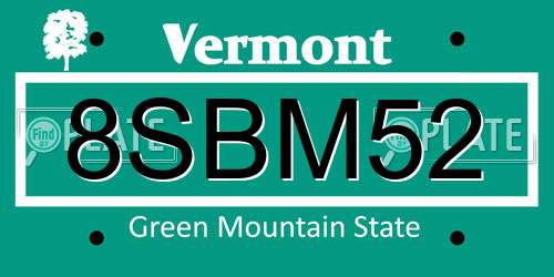 8SBM52 Vermont License Plate