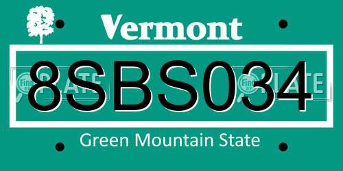 8SBS034 Vermont License Plate