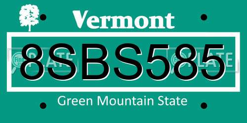 8SBS585 Vermont License Plate
