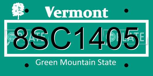 8SC1405 Vermont License Plate