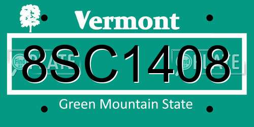 8SC1408 Vermont License Plate