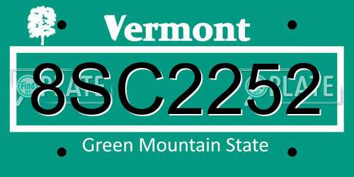 8SC2252 Vermont License Plate