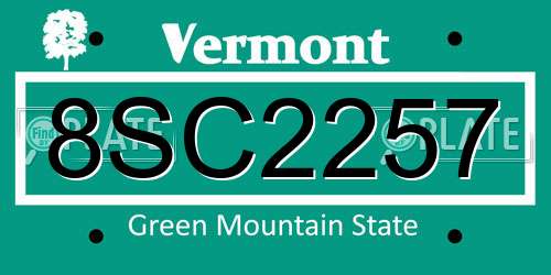 8SC2257 Vermont License Plate