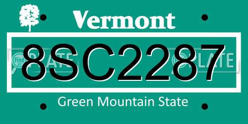 8SC2287 Vermont License Plate