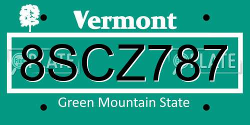 8SCZ787 Vermont License Plate