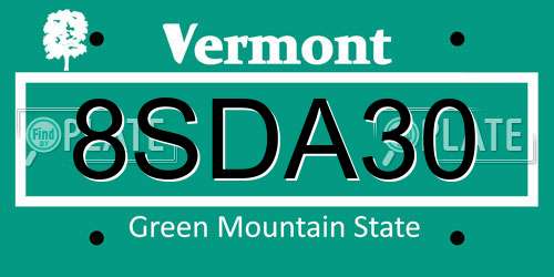 8SDA30 Vermont License Plate