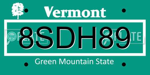 8SDH89 Vermont License Plate