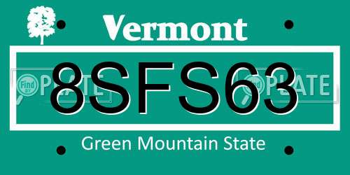 8SFS63 Vermont License Plate