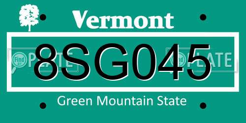 8SG045 Vermont License Plate