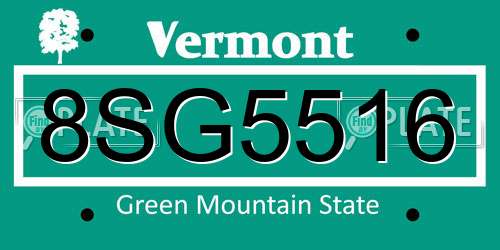 8SG5516 Vermont License Plate