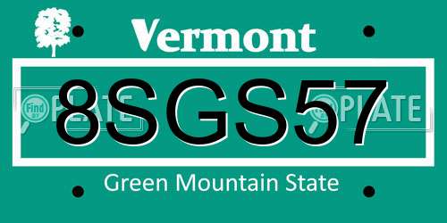 8SGS57 Vermont License Plate