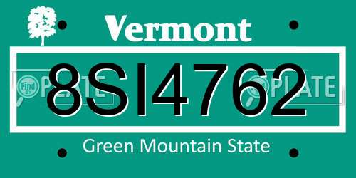 8SI4762 Vermont License Plate
