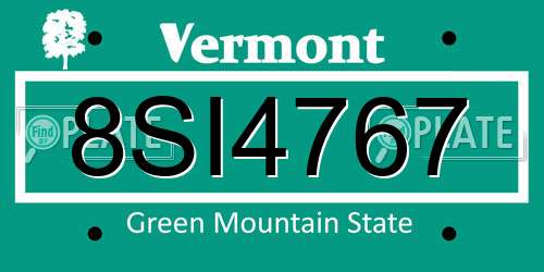 8SI4767 Vermont License Plate