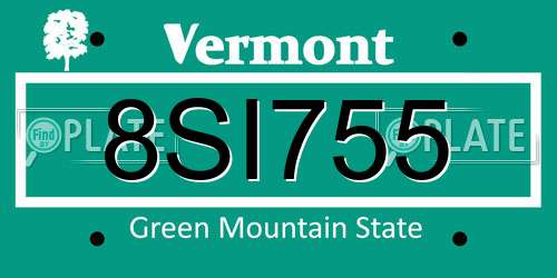 8SI755 Vermont License Plate