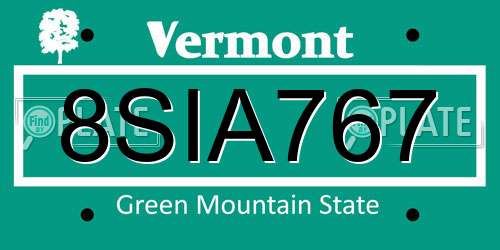 8SIA767 Vermont License Plate