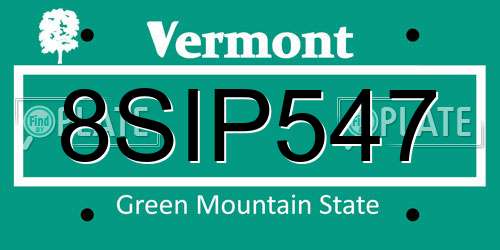 8SIP547 Vermont License Plate