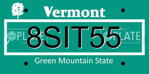 8SIT55 Vermont License Plate