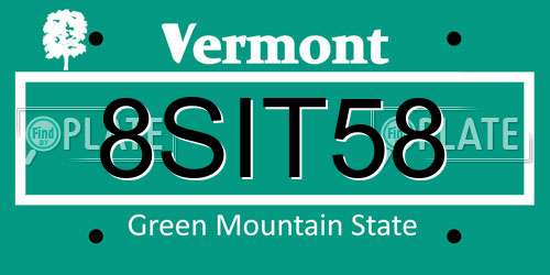 8SIT58 Vermont License Plate