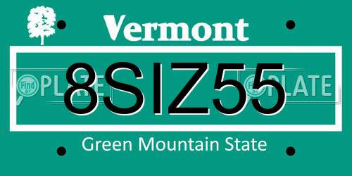 8SIZ55 Vermont License Plate
