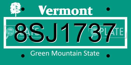 8SJ1737 Vermont License Plate