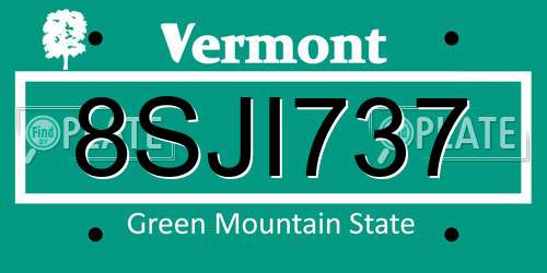 8SJI737 Vermont License Plate