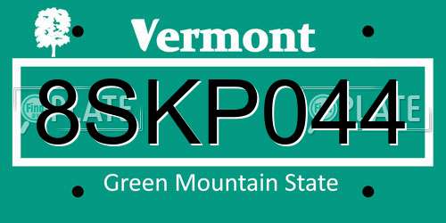 8SKP044 Vermont License Plate