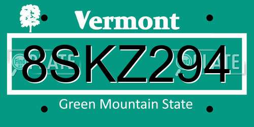 8SKZ294 Vermont License Plate